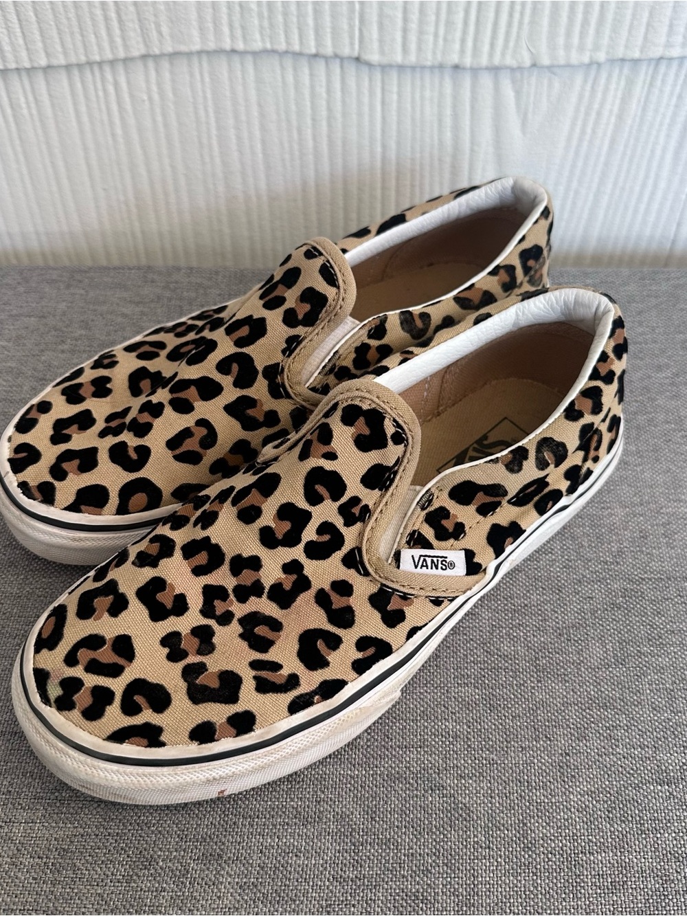 Kids Size 2.5 VANS Leopard Print Tan Black Brown Girls Sneakers Skate Shoes